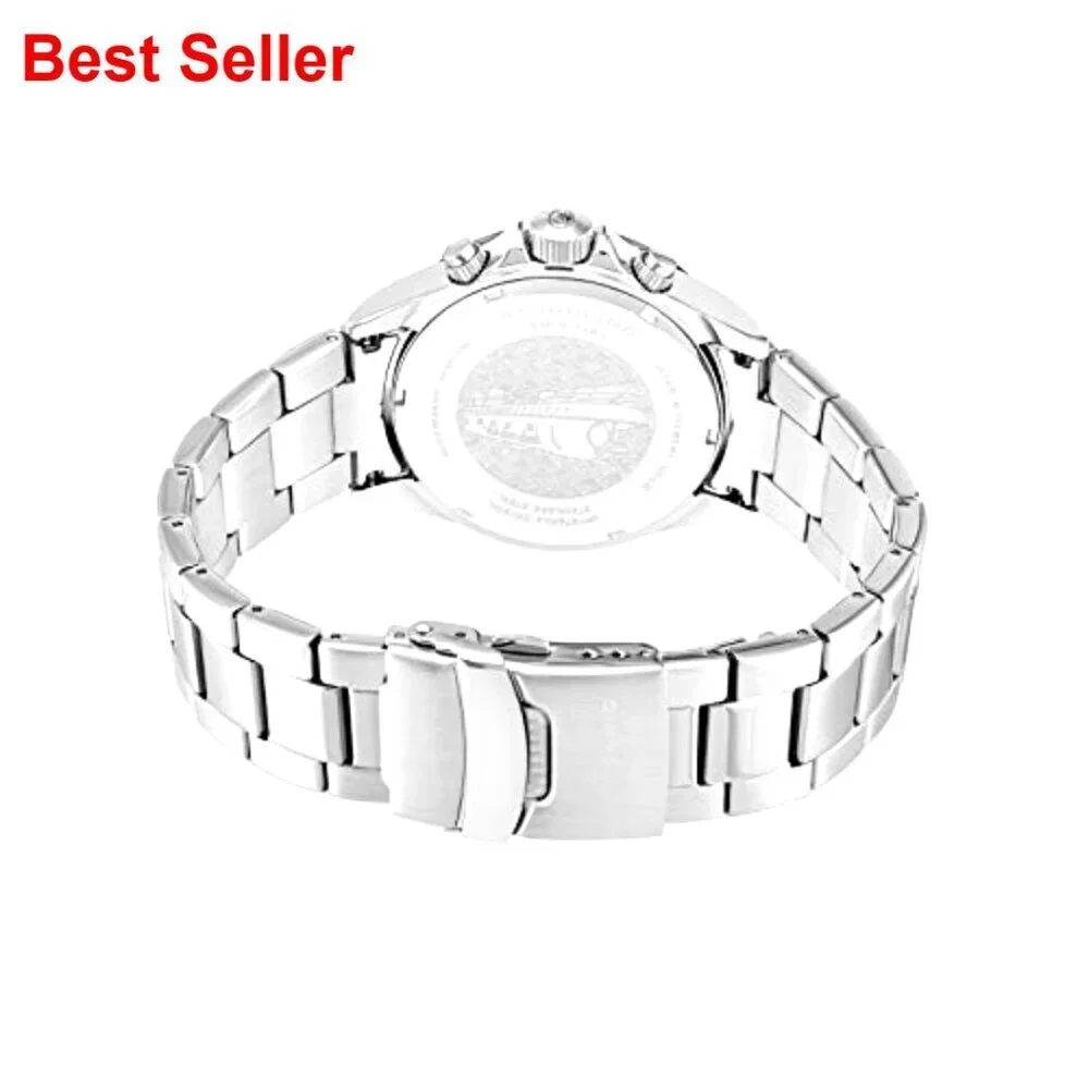 Men's Chronograph Watch Stainless Steel Bracelet Water Resistant 100M